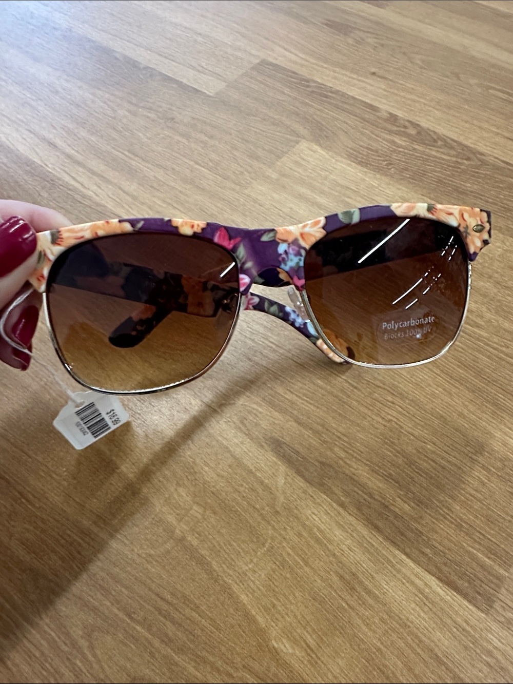 Floral Pattern Women's Sunglasses - Purple/Orange